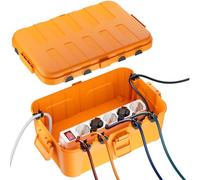 RESTMO Caja de Protección Extra Grande de Enchufe para Cable de Extensión, 32x22x13 cm, Caja de Cables Eléctrica Impermeable IP54 para Exteriores, Accesorios para Electricidad, Naranja