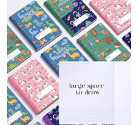 Resurhang 40 Pack Primary Composition Notebook K-2 Draw and Write Journal with Primary Ruled Lines 60 Pages 4 Style, Bulk School Supplies for Students, Teachers