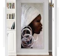 Retrato africano Pinturas al óleo Negro Blanco África Mujer Pinturas faciales sobre lienzo Arte Cuadro de pared Decoración para el hogar Lienzo Obra 80x150cm (32x59in) Marco interior