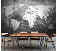 Retro Abstracto Blanco Y Negro Mapa Del Mundo Arte 3D Papel Pintado Pared Fácil Instalación Oficina Sala Estar Sofá Dormitorio TV Fondos Decoración-250cm×170cm