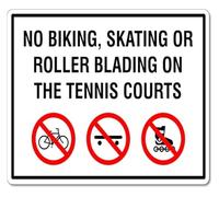 Retro Tennis Court Ban Bike Skate Blade Metal Tin Sign 12x8 Inch