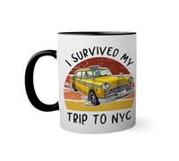 Retro Tom I Survived My Trip To NYC New York Taza de color negro con mango a juego 330ml