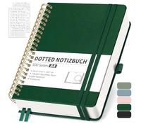 RETTACY Cuaderno A4 con puntos, con papel grueso de 100 g/m², 150 hojas (300 páginas), diario para oficina y escuela, funda de piel, 21 cm x 29,7 cm