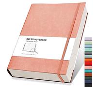 RETTACY Cuaderno rayado A4 para la universidad/Diario grueso - Cuadernos de composición extragrandes con tapa blanda, 2 notas adhesivas gratis, 320 páginas, cuero sintético, bolsillo interior 21.5 x