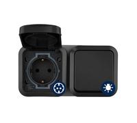 REV 0004970400 AquaStorm Socket - Interruptor A/W Combi, IP55, Montaje en Superficie Horizontal, Antracita