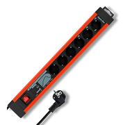 REV 6-f. PC Socket Line - Regleta (3,0 m, 250 V, 3500 W, 16 A, 3 m, 460 x 43 x 67 mm), Negro
