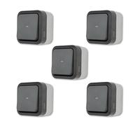 REV AquaStorm Sparset - 5 interruptores de luz para ambientes húmedos IP55, unipolo, empotrable, 230 V, 10 A, color antracita