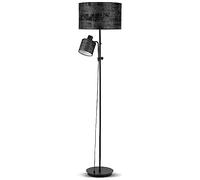 REV Lámpara de pie con pantallas de tela de terciopelo, diseño moderno, fácil de montar, ideal para oficina, dormitorio y sala de estar, casquillo E27, color negro