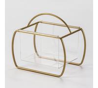 Revistero 42x29x38 acrilico transparente metal dorado, de acrílico, metal hierro/metracrilato, color transparente, dorado pintura dorado, 42x29x38 cm Fijalo