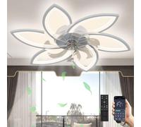 Revneey Ventilador De Techo LED Con Iluminación,66W Regulable Lámpara Colgante Con Ventilador,Ventilador De Techo Silencioso Con Luz,Para Sala De Estar Dormitorio Comedor Blanco Weiß,6 Köpfe 78x15cm