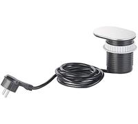 revolt Enchufes estándar - Toma USB empotrable: Oculto Toma de Corriente empotrada en la Mesa con Puerto USB, para pasacables estándar, Aluminio embellecedor, Ø 60 mm (Enchufe Oculto)
