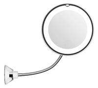 RevolutionLine - Espejo para Maquillaje con Luz LED y Aumento 10X | Instalación Muy Sencilla Mediante Fijación con Ventosa a la Pared o Mesa | Brazo Flexo Extensible Ajustable | Rotación 360 Grados