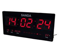 RevolutionLine - Sanda SD-4131 Reloj Digital de Pared Grande para Colgar | Led Color Rojo | Calendario | Termómetro | Fuente de Alimentacion | Alta precisión | 45 x 21,5 x 3 centímetros | Peso 1,1Kg