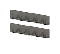 RevpoltIQ Paquete de 2 llaveros para pared con autoadhesivo, gris con 5 ganchos, sin taladrar, ganchos de pared para pasillo, sala de estar, oficina, puerta, colgador de llaves extraíble para