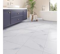 ReWallpaper 15 Baldosas Blanco Azulejos Adhesivos Suelo Marmol Moderno Piso Adhesivo PVC para Hogar Dormitorio Pasillo 30cmx30cm Vinilo Autoadhesivo Impermeable Suelo Cocina Imitacion Marmol