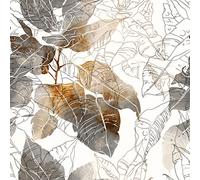ReWallpaper Papel Pintado Hojas Tropicales Papel Autoadhesivo Pared Flores Papel Tapiz Floral Vintage Papel de Pared Blanco y Gris Papel Adhesivo Para Muebles Salón Cocina Baño Habitación 44.5cm×3m