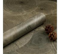 ReWallpaper Vinilo Adhesivo Muebles Gris Madera Papel Encimera Cocina Lavable 40CMx3M Papel Pintado Pared Madera Gris Marrón Estampado Tocón Vinilos Decorativos para Puertas De Armarios