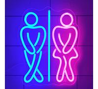 REWIS Letrero de neón LED para Inodoro, Luces de neón USB Personalizadas con Interruptor, para Bar, Centro Comercial, WC, guía de Entrada, decoración Luminosa para Colgar en la Pared,32x40cm