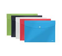 Rexel Choices 2115672 Popper Wallet A4/FC, capacidad para 25 hojas, paquete de 5, colores surtidos