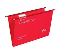 Rexel Crystalfile Classic - Carpeta colgante (cartón, base 15 mm, tamaño folio), 25 unidades, color rojo