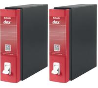 Rexel Esselte Dox 1 - Archivador de anillas con palanca (formato A4), color rojo (Paquete de 2)