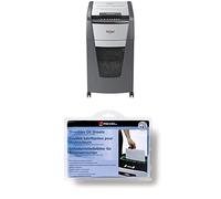 Rexel Optimum Autofeed Destructora de Papel de Corte en Partículas P4, 225 Hojas, Papelera Extraíble de 60 L, con Ruedas, 2020225X + Pack de 12 láminas lubricantes para destructora de Papel