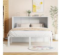 REXO Armario cama de 140 x 200 cm, cama de pared con somier, vertical, plegable y juvenil, color blanco