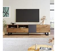 REXO Mueble para TV con vetas de madera, 180 cm de largo, 38 cm de ancho x 50 cm de alto