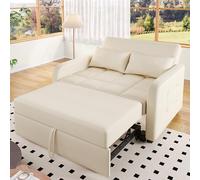 REXO Sofá cama plegable de 180 x 127 cm, respaldo ajustable, multifuncional, ideal para pequeños apartamentos y dormitorios universitarios, comodidad, color beige