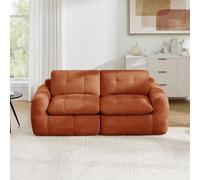 REXO Sofá modular de 2 plazas con acolchado cuadrado 32D de espuma de alta densidad de chenilla, asiento profundo, minimalista, sin montaje, para apartamento, salón, dormitorio, naranja