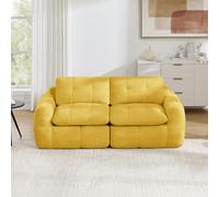 REXO Sofá modular de 2 plazas con relleno cuadrado 32D de espuma de alta densidad chenilla asiento profundo minimalista sin montaje para apartamento, sala de estar, dormitorio, color amarillo