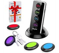 Reyke Buscador de Llaves, localizador inalámbrico de artículos de 80 dB RF con Rango de Trabajo de 100 pies, buscador Remoto con Linterna LED, Soporte Base para Llaves, Cartera, teléfono y Mascotas