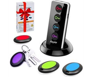Reyke Buscador de Llaves, localizador inalámbrico de artículos de 80 dB RF con Rango de Trabajo de 100 pies, buscador Remoto con Linterna LED, Soporte Base para Llaves, Cartera, teléfono y Mascotas