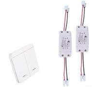RF433 - Kit de interruptor de luz inalámbrico de 10 A, control remoto resistente para ventiladores de iluminación de CA 90-250 V, receptor ABS blanco, 8,8 x 2,5 x 4 cm (2 paneles LN3+ de 2 vías)