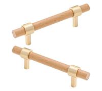 RGYBAO 1 par de tiradores de madera para cajones de armarios, tiradores decorativos simples para cómodas, cocina, armarios, puertas, tiradores de madera duraderos para cajones