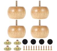 RHAIQBVC 4 patas de madera para muebles, 8 x 5 cm, patas redondas de madera maciza con 4 tornillos, juego de repuesto para sofá, cama, armario, silla, soporte de TV
