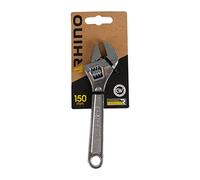 Rhino 5002 rueda de gran apertura, llave inglesa ajustable, longitud de 150 mm, alta calidad. Fabricado en acero (cromo vanadio).