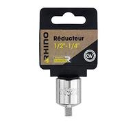 RHINO 9302 - Juego reductor/adaptador cuadrado de 1/2" a 1/4 macho, fabricado en cromo vanadio, compatible con todos los tipos de casquillos