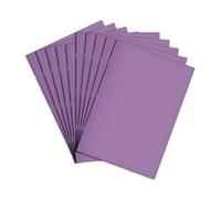 Rhino Cuaderno de ejercicios de papelería, tamaño A4, 64 páginas, 15 mm, a rayas, recursos de aprendizaje, libros escolares, morado