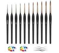 RhiVrillion Juego de 11 Pinceles de Precisión para Pintura Acrílica y Acuarela, Pinceles Profesionales para Pintar por Números, Manualidades y Uñas, Set Completo Brochas Finas