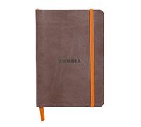 RHODIA 117303C - Carnet Souple Chocolat - A6 - Ligné - 144 pages - Papier Clairefontaine Ivoire 90 g/m² - Marque-Page, Fermeture Élastique - Couverture Simili Cuir - Collection Rhodiarama