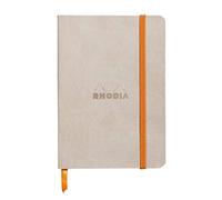RHODIA 117305C - Carnet Souple Beige - A6 - Ligné - 144 pages - Papier Clairefontaine Ivoire 90 g/m² - Marque-Page, Fermeture Élastique - Couverture Simili Cuir - Collection Rhodiarama