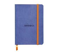 RHODIA 117308C - Carnet Souple Saphir - A6 - Ligné - 144 pages - Papier Clairefontaine Ivoire 90 g/m² - Marque-Page, Fermeture Élastique - Couverture Simili Cuir - Collection Rhodiarama