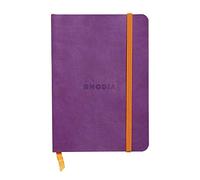RHODIA 117310C - Carnet Souple Violet - A6 - Ligné - 144 pages - Papier Clairefontaine Ivoire 90 g/m² - Marque-Page, Fermeture Élastique - Couverture Simili Cuir - Collection Rhodiarama