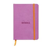 RHODIA 117311C - Carnet Souple Lilas - A6 - Ligné - 144 pages - Papier Clairefontaine Ivoire 90 g/m² - Marque-Page, Fermeture Élastique - Couverture Simili Cuir - Collection Rhodiarama
