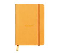 RHODIA 117315C - Carnet Souple Orange - A6 - Ligné - 144 pages - Papier Clairefontaine Ivoire 90 g/m² - Marque-Page, Fermeture Élastique - Couverture Simili Cuir - Collection Rhodiarama
