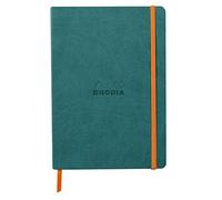 Rhodia 117376C - Cuaderno flexible de pavo real, A5, 14,8 x 21 cm, 160 páginas, papel Clairefontaine marfil 90 g/m2, cierre elástico, cobertura de piel sintética - rodiarama