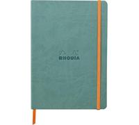 RHODIA 117377C - Cuaderno flexible de agua, A5, liso, 160 páginas, papel Clairefontaine marfil 90 g/m, marcapáginas, cierre elástico, tapa de piel sintética, colección Rhodiarama