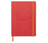 Rhodia 117380C - Cuaderno flexible de coral A5, 14,8 x 21 cm, 160 páginas, papel Clairefontaine marfil 90 g/m2, cierre elástico, cobertura de piel sintética - rodiarama