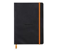 RHODIA 117402C - Cuaderno Flexible - A5 - interior: rayado - 160 páginas - Papel Clairefontaine Ivory 90 g/m² - Marcapáginas, Cierre Elástico - Negro